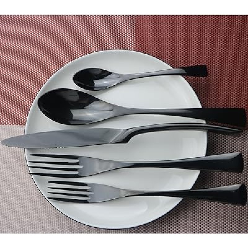 uniturcky 칼 붙이 Flatware 세트, 거울 연마 18 / 10 스테인리스 스틸 식기류 Flatware 세트 4-set-black 블랙 KK5PDESSERTSPOON-BLK5X4