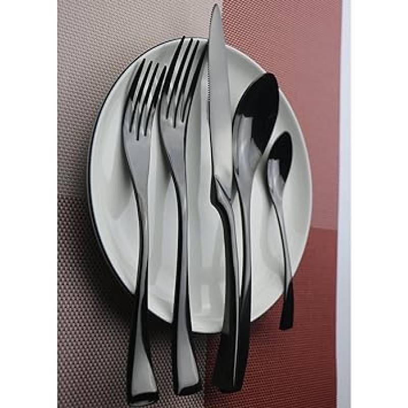 uniturcky 칼 붙이 Flatware 세트, 거울 연마 18 / 10 스테인리스 스틸 식기류 Flatware 세트 4-set-black 블랙 KK5PDESSERTSPOON-BLK5X4