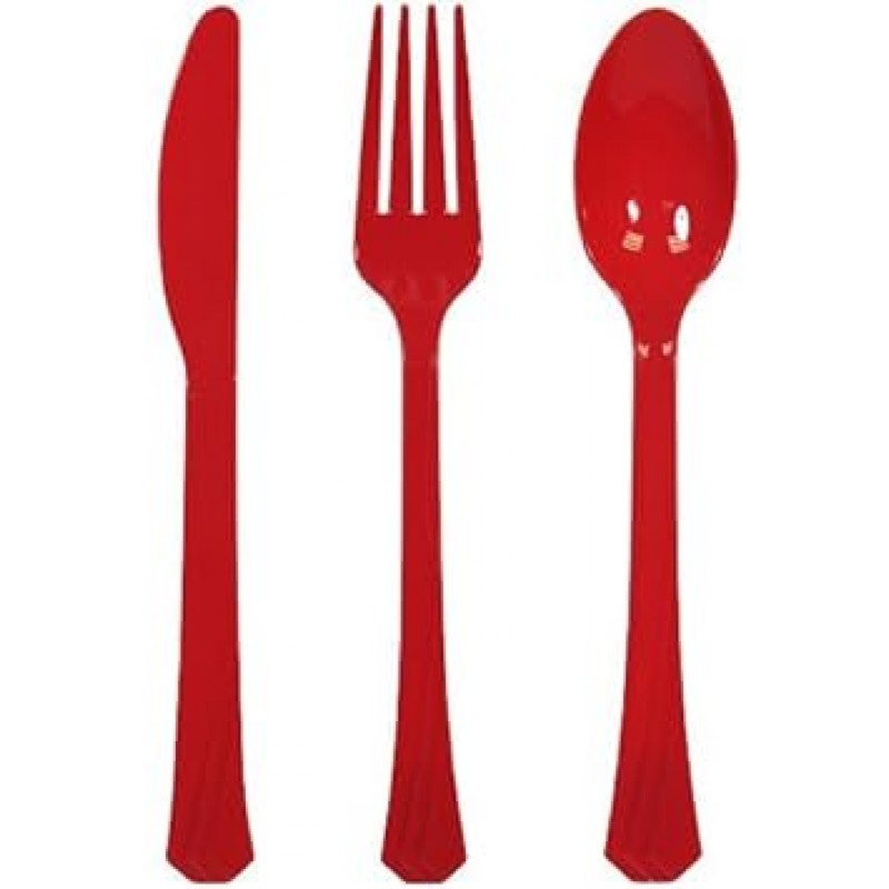 Tiger 요리사 플라스틱 칼 붙이 세트 정렬 색상Heavy Duty Colored 플라스틱 Silverware 세트 Primary Colors 레드 silverware set colored