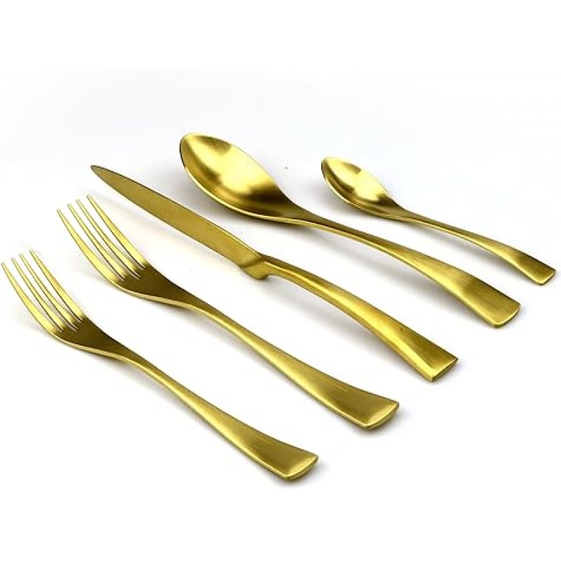 jankng 18 /10 스테인레스 스틸 매트 Flatware Set 골드 AJKKYBLKMATTE54GOLD