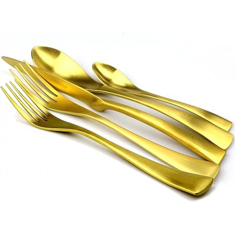 jankng 18 /10 스테인레스 스틸 매트 Flatware Set 골드 AJKKYBLKMATTE54GOLD