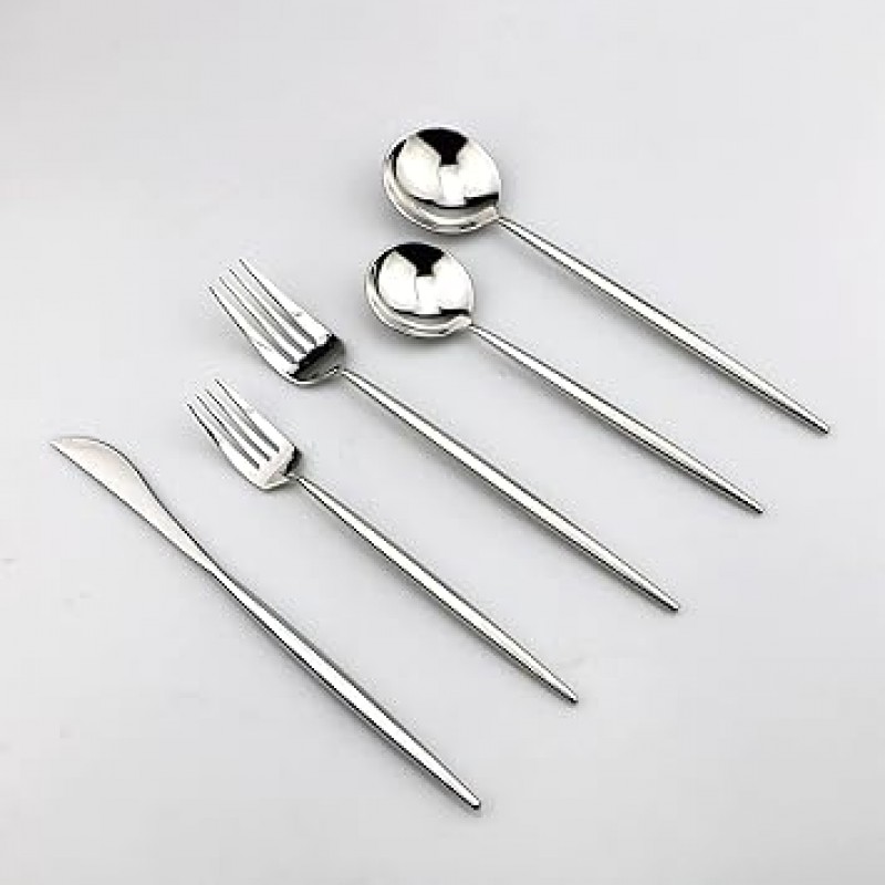 jankng 18 / 10 스테인레스 스틸 Flatware 세트, 거울 마무리, 식기 세척기 안전 실버 JANKNG