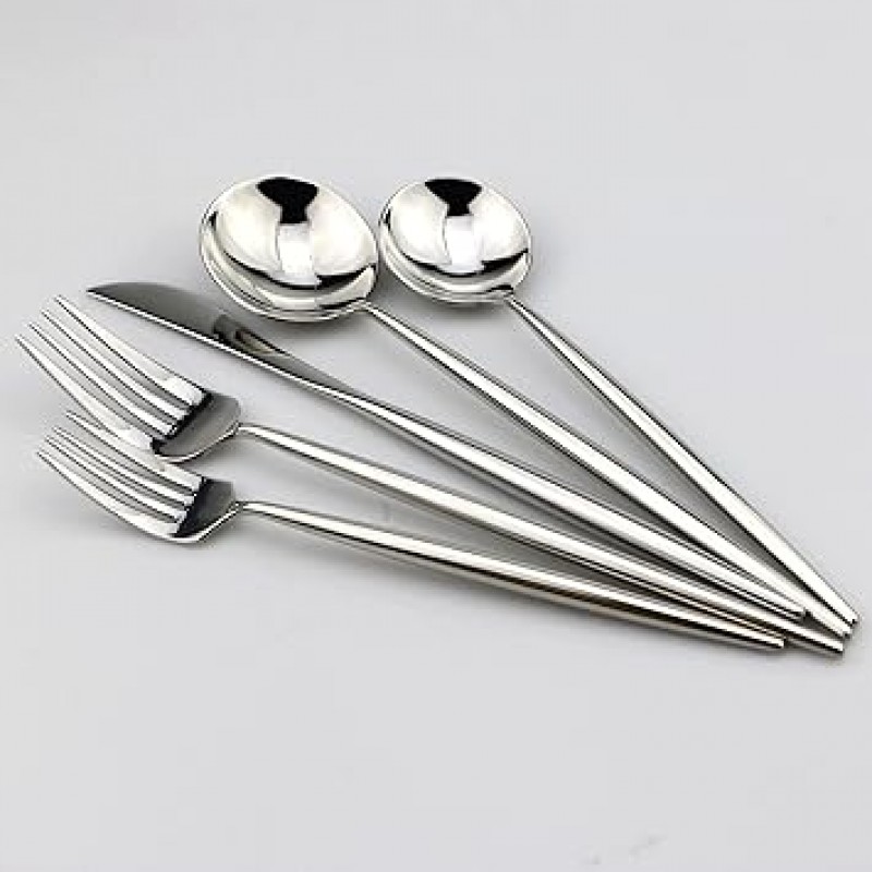 jankng 18 / 10 스테인레스 스틸 Flatware 세트, 거울 마무리, 식기 세척기 안전 실버 JANKNG