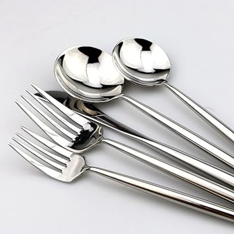 jankng 18 / 10 스테인레스 스틸 Flatware 세트, 거울 마무리, 식기 세척기 안전 실버 JANKNG