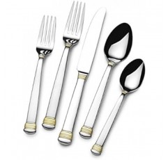 세인트 제임스 의회 사당 돔 골드 악센트 65-piece Flatware 세트, Made of 18 / 10 프리미엄 스테인레스 스틸