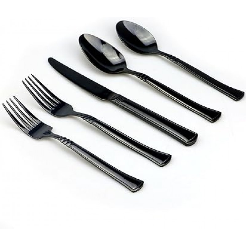 jankng 18 /10 스테인레스 스틸 Classic Flatware Set 블랙 JANKNG