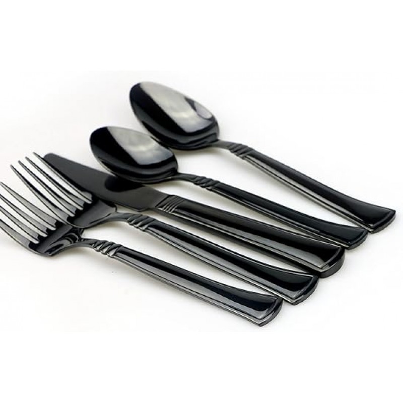 jankng 18 /10 스테인레스 스틸 Classic Flatware Set 블랙 JANKNG