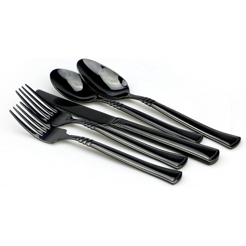 jankng 18 /10 스테인레스 스틸 Classic Flatware Set 블랙 JANKNG
