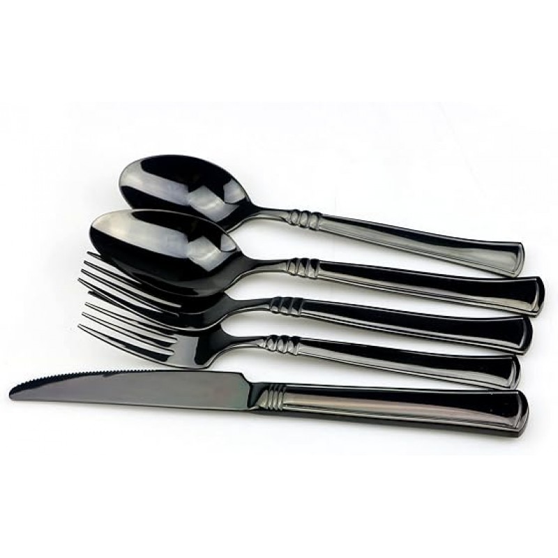 jankng 18 /10 스테인레스 스틸 Classic Flatware Set 블랙 JANKNG