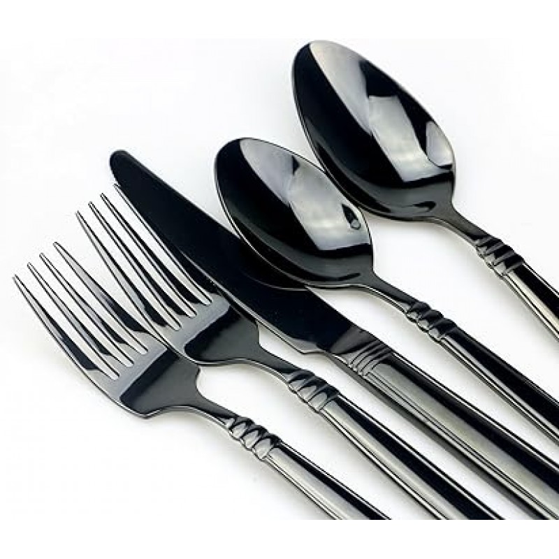 jankng 18 /10 스테인레스 스틸 Classic Flatware Set 블랙 JANKNG