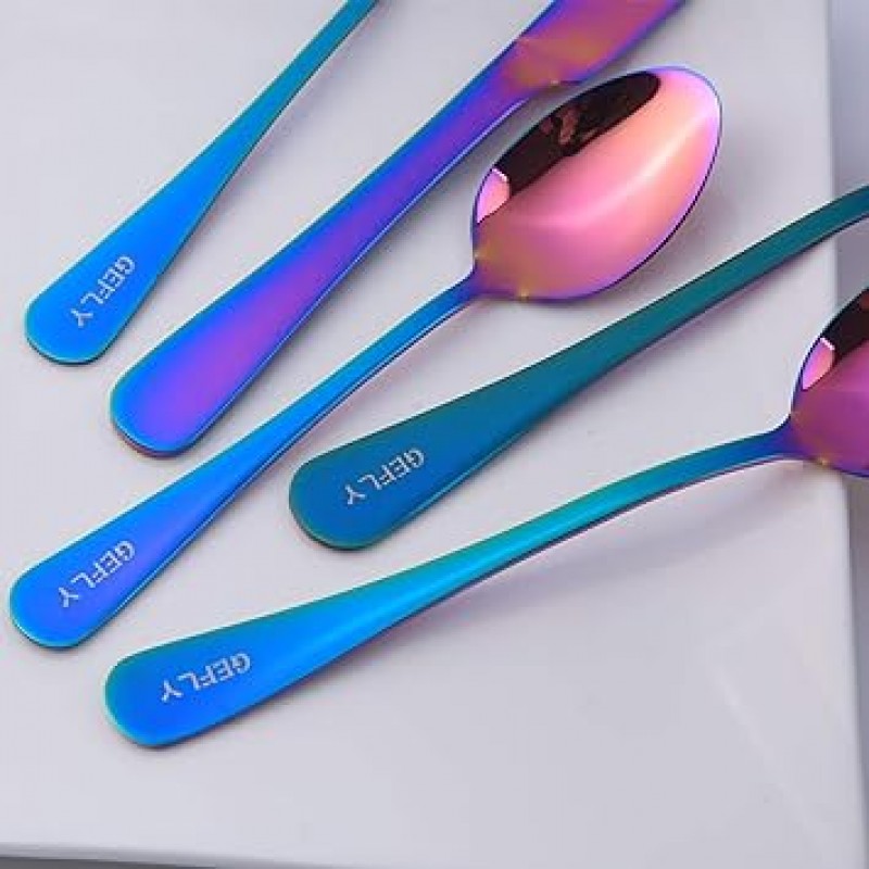 GEFLY 은 식기 세트 20 개 솔리드 스테인레스 스틸 플랫웨어 세트 4 인용 클래식 디자인 / 경면 연마 / 식기 세척기 대응