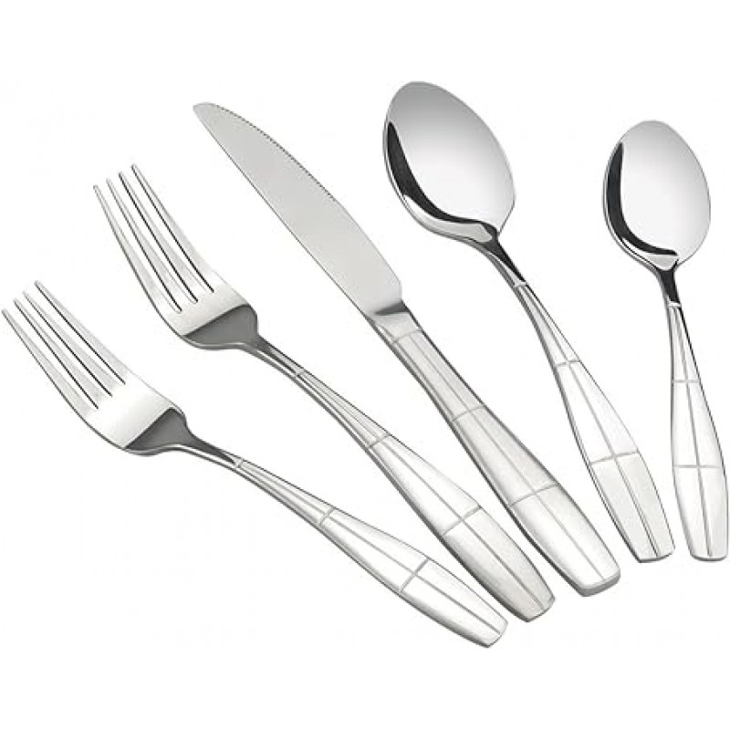 eagrye 60-piece Flatware 세트, 스테인레스 스틸 은 식기, 서비스 for 12