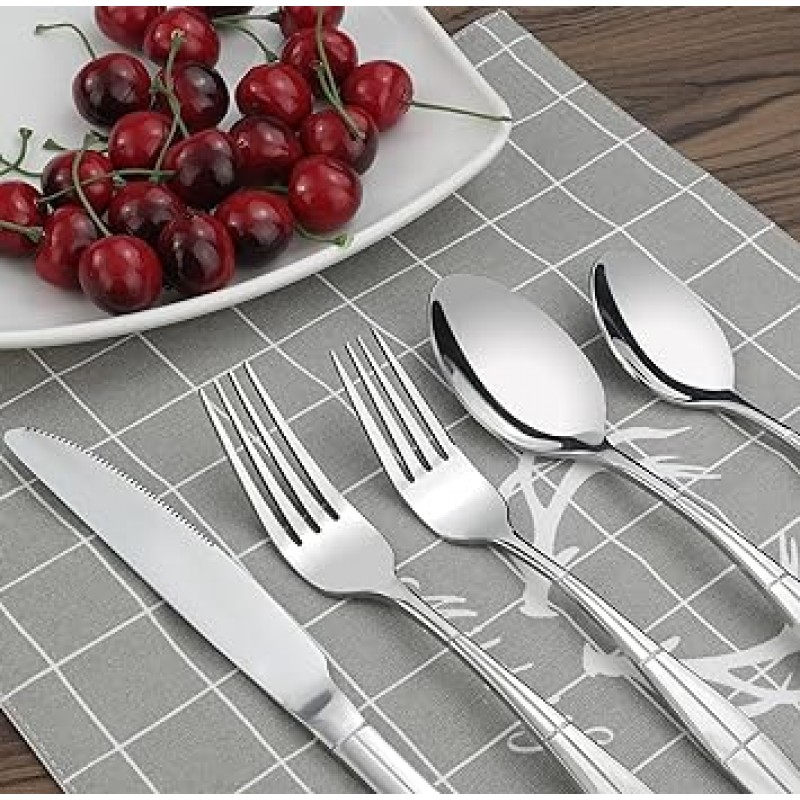 eagrye 60-piece Flatware 세트, 스테인레스 스틸 은 식기, 서비스 for 12