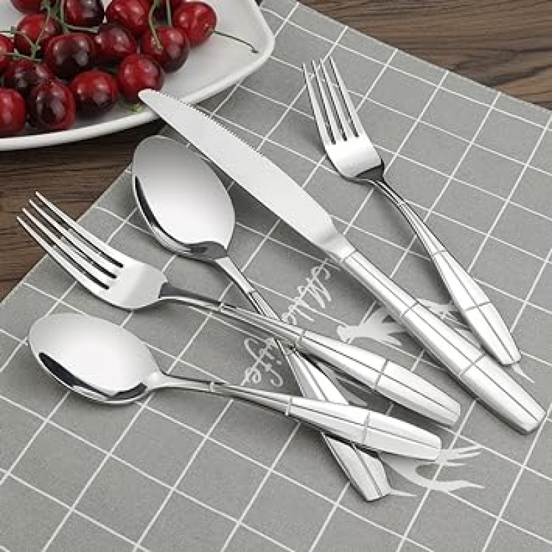 eagrye 60-piece Flatware 세트, 스테인레스 스틸 은 식기, 서비스 for 12