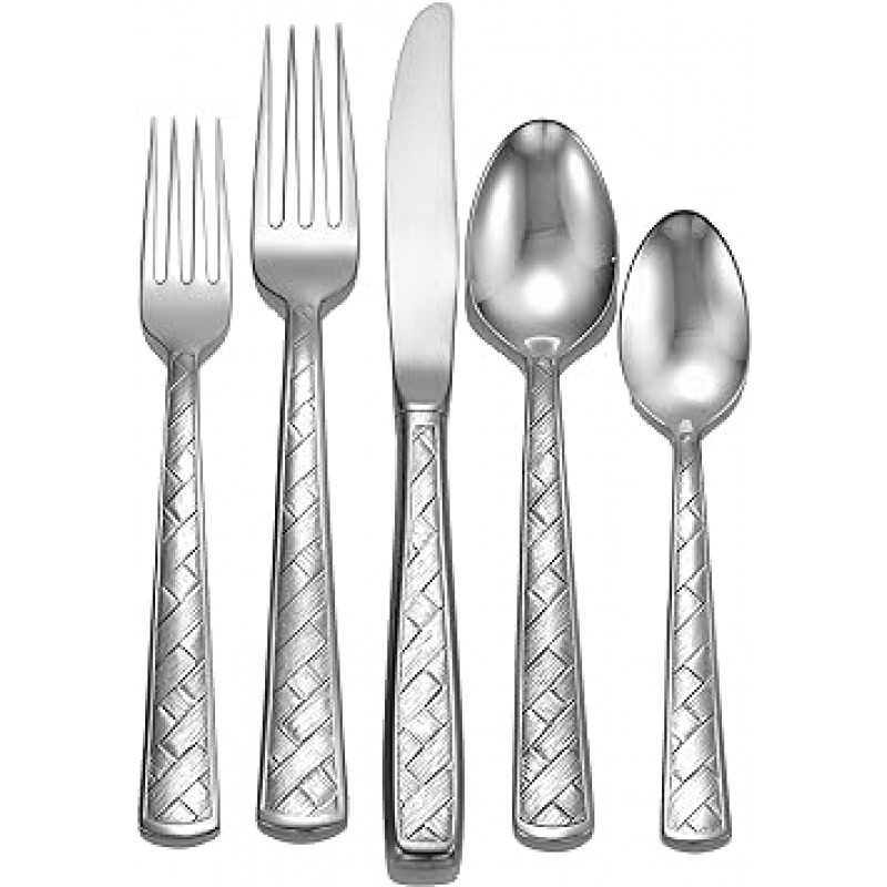 Liberty Tabletop 직조 65-piece 18 / 10 Flatware 세트 서비스 for 12 , Includes Serving 조각Made in USA