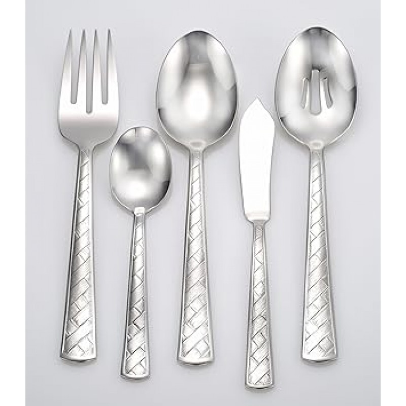 Liberty Tabletop 직조 65-piece 18 / 10 Flatware 세트 서비스 for 12 , Includes Serving 조각Made in USA