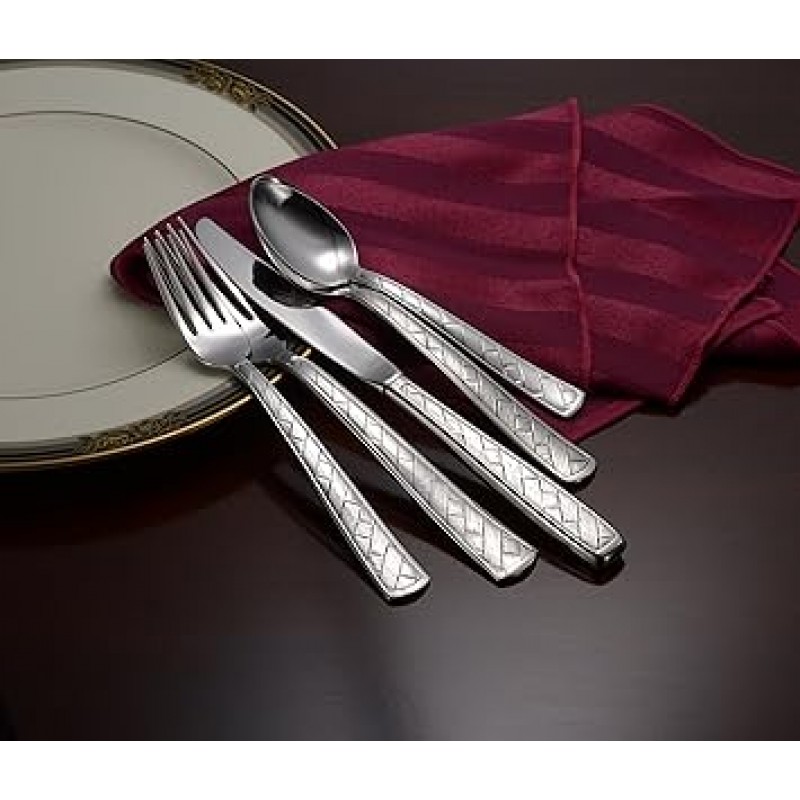 Liberty Tabletop 직조 65-piece 18 / 10 Flatware 세트 서비스 for 12 , Includes Serving 조각Made in USA