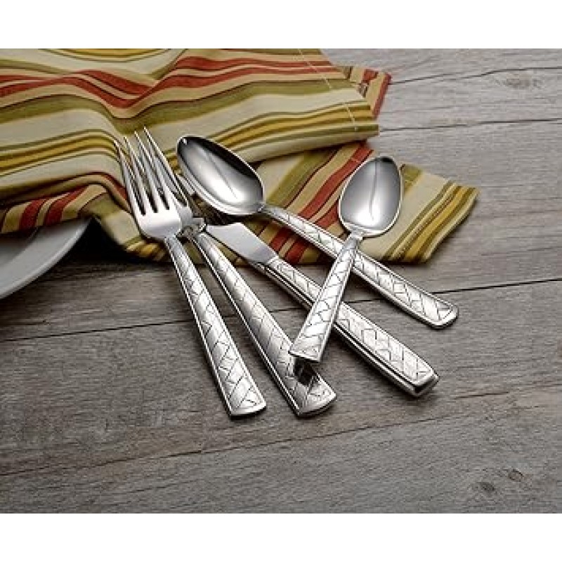 Liberty Tabletop 직조 65-piece 18 / 10 Flatware 세트 서비스 for 12 , Includes Serving 조각Made in USA