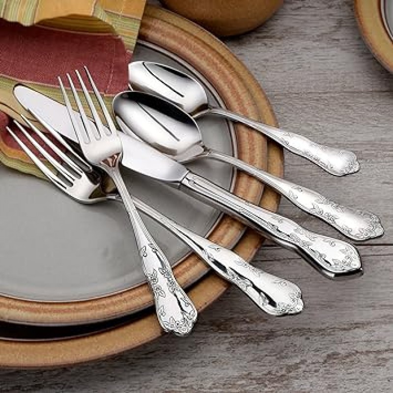 Liberty Tabletop 마사 워싱턴 45-piece 18 / 10 Flatware set for 8 , includes serving 피스Made in USA