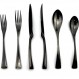 uniturcky Luxury 24 개 18 /10 스테인레스 스틸 Flatware 세트 미러 연마 블랙, Serive for 4