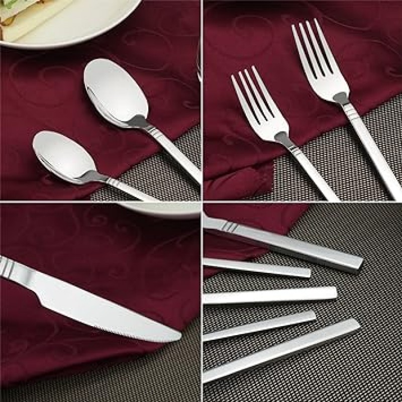 fIaze 스테인레스 스틸 Flatware, 60-piece 세트, 서비스 for 12