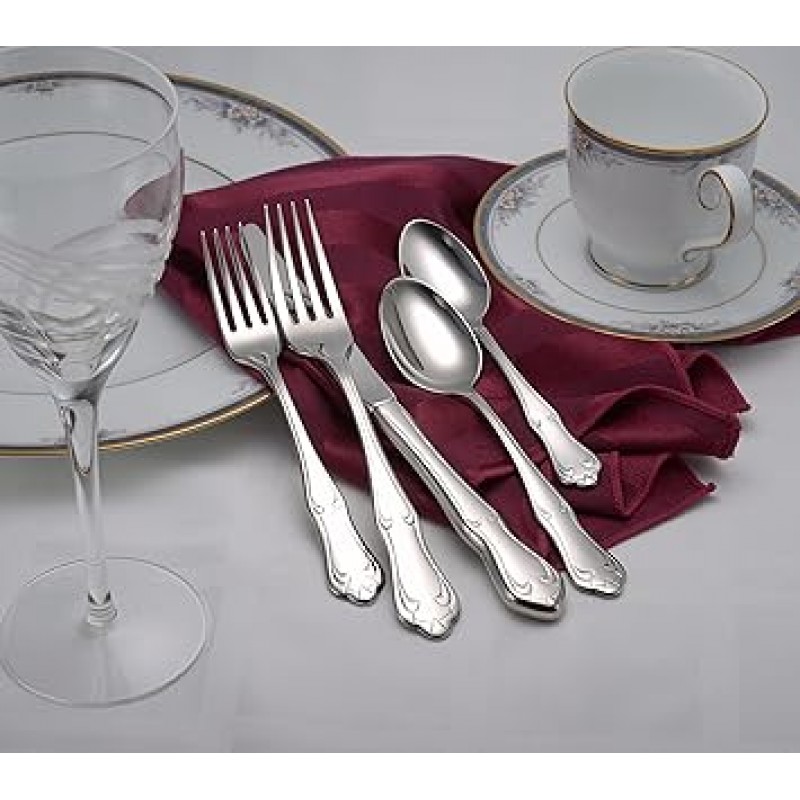 Liberty Tabletop Champlin 65개 18 / 10 식기 세트, 서빙피스 포함Made in USA