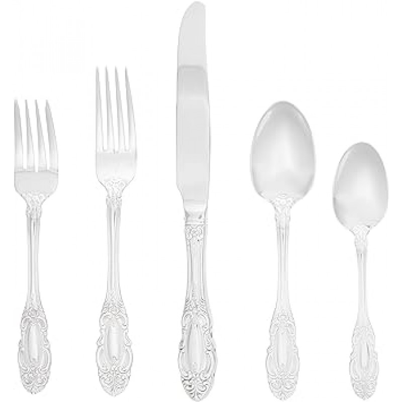 Wallace 65 Piece Dutchess 스테인레스 스틸 Flatware 세트 세트 12, 실버