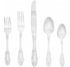 Wallace 65 Piece Dutchess 스테인레스 스틸 Flatware 세트 세트 12, 실버