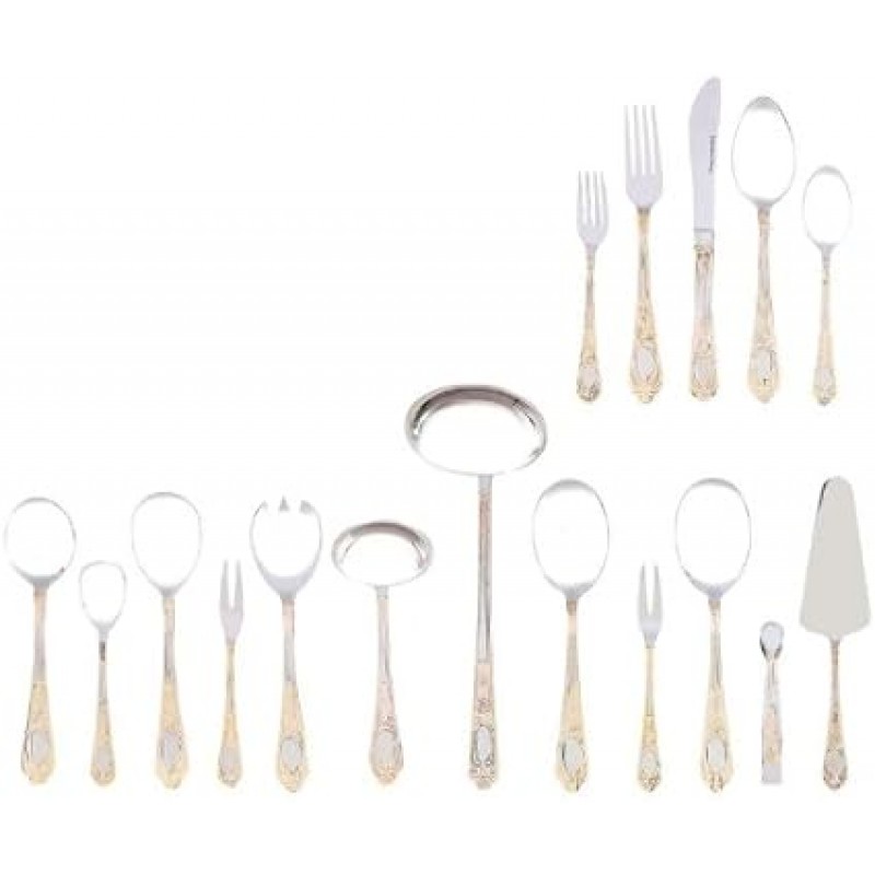 Sterlingcraft, heavy-gauge 스테인레스 스틸 72-piece Flatware and Hostess Set with 골드 트림 72-Piece Set - Gold Trim A 15059226