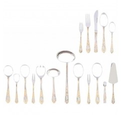 Sterlingcraft, heavy-gauge 스테인레스 스틸 72-piece Flatware and Hostess Set with 골드 트림 72-Piece Set - Gold Trim A 15059226