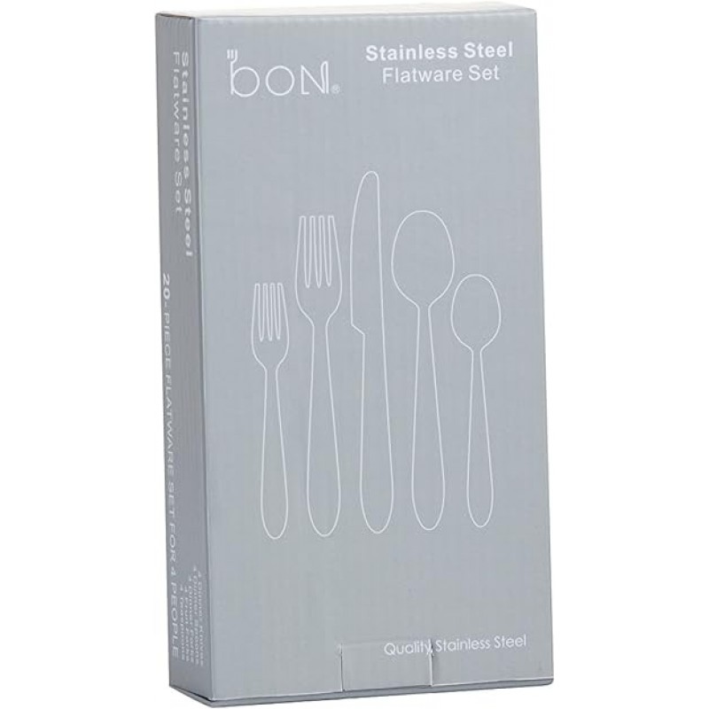 Bon Fusion 20-piece 스테인레스 스틸 Flatware 세트 – 블랙