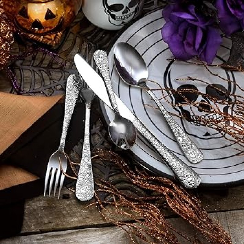 Liberty Tabletop Calavera (스컬) 65 Piece Flatware Set for 12 Made in USA