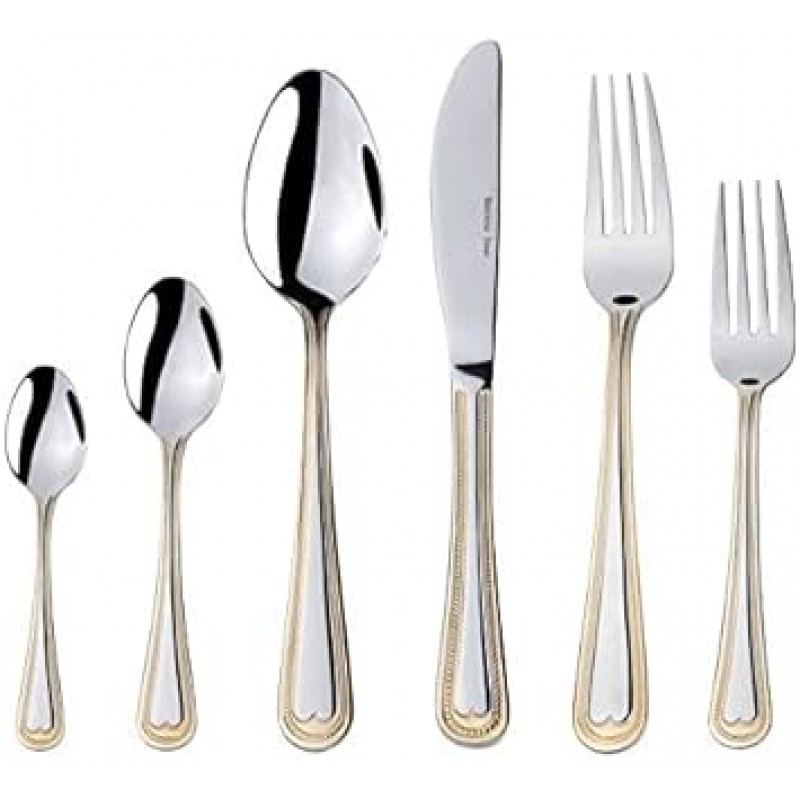 이탈리아 컬렉션 Verona 75-piece Surgical 18 / 10 스테인레스 스틸 Flatware Set with 24 K 금도금 Hostess Serving Set in a 케이스