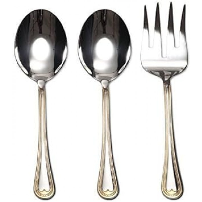 이탈리아 컬렉션 Verona 75-piece Surgical 18 / 10 스테인레스 스틸 Flatware Set with 24 K 금도금 Hostess Serving Set in a 케이스