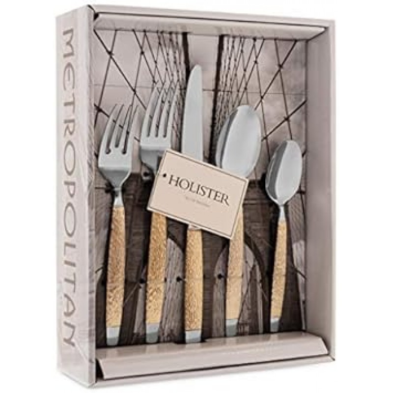 Metropolitan citta 골드 악센트 Flatware Set Service for 4