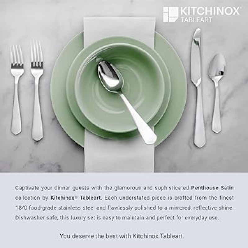 Kitchinox 2 20 개 플랫웨어 세트 4 인용 펜트 하우스 새틴