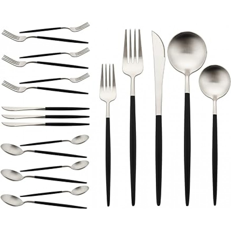 uniturcky 18 / 10 스테인레스 스틸 매트 Flatware Set 4 Gtware-blksilver5x4