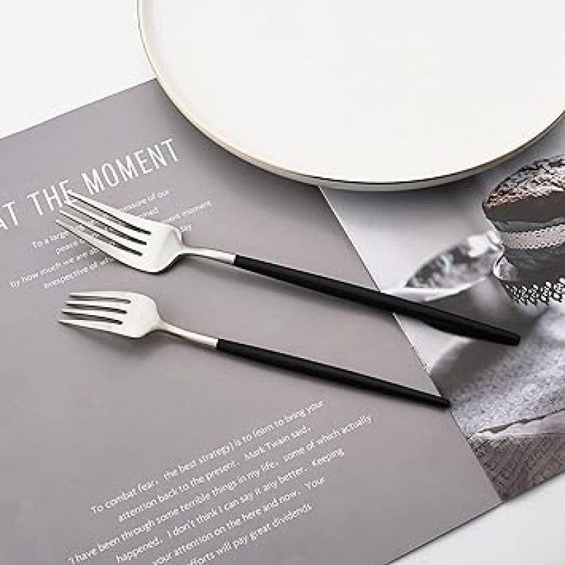 uniturcky 18 / 10 스테인레스 스틸 매트 Flatware Set 4 Gtware-blksilver5x4