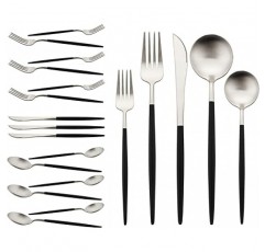 uniturcky 18 / 10 스테인레스 스틸 매트 Flatware Set 4 Gtware-blksilver5x4