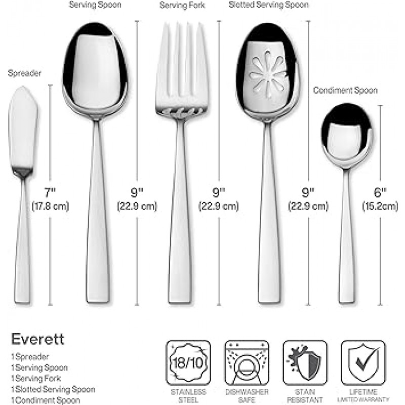 Mikasa Everett 101 개 18/10 스테인레스 스틸 플랫웨어 세트 12 인용