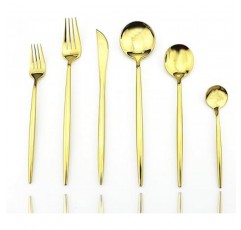 jashii 럭셔리 Flatware 세트 18 / 10 스테인레스 스틸 로얄 24 개 골드 칼 붙이 for 웨딩 페스티벌 크리스마스 파티, 서비스 4 24Pcs 4Set 블랙 1006gold6x4-po