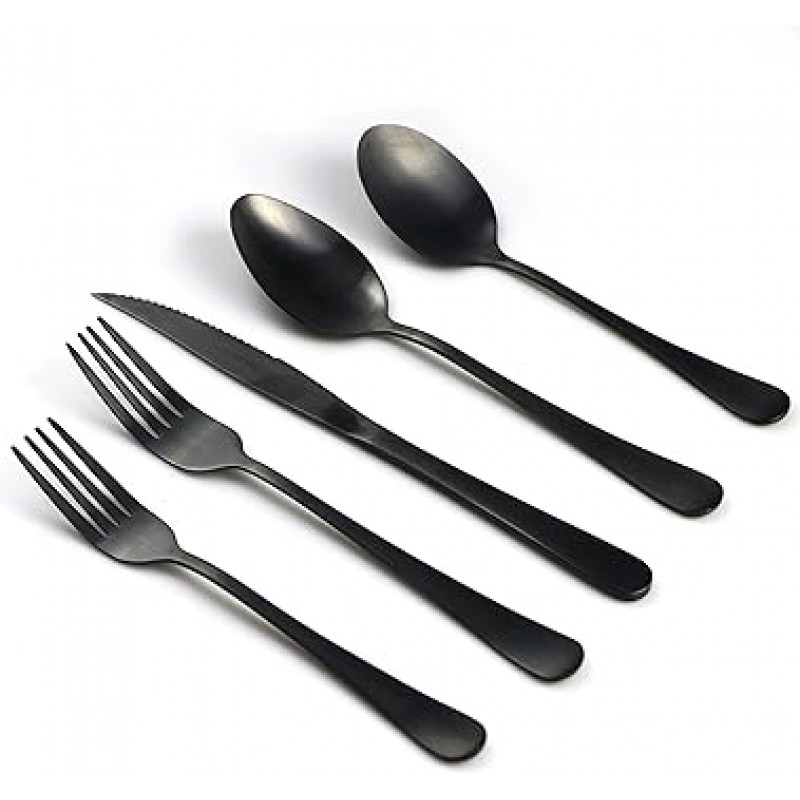 jankng 18 /0 스테인레스 스틸 Classic Serrated 스테이크 나이프 Flatware Set 블랙 JANKNG