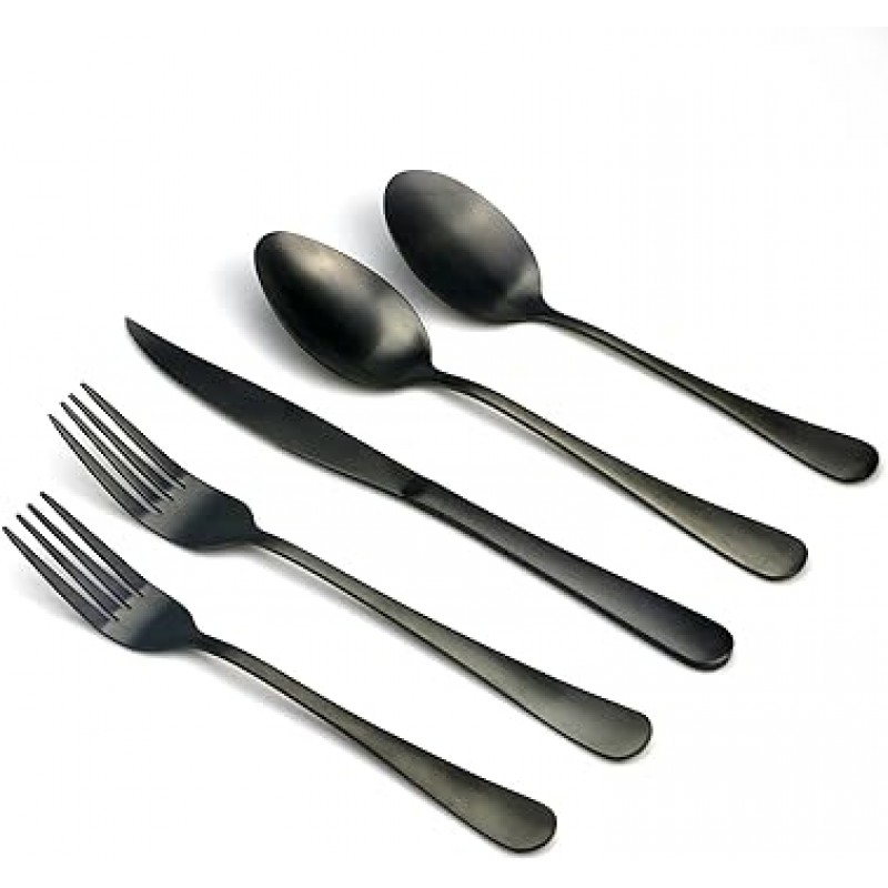 jankng 18 /0 스테인레스 스틸 Classic Serrated 스테이크 나이프 Flatware Set 블랙 JANKNG