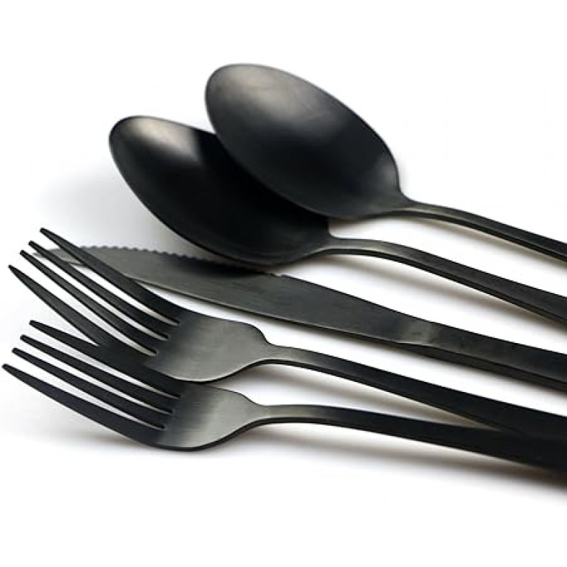 jankng 18 /0 스테인레스 스틸 Classic Serrated 스테이크 나이프 Flatware Set 블랙 JANKNG