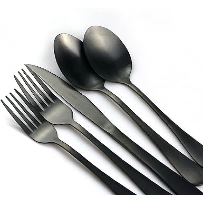 jankng 18 /0 스테인레스 스틸 Classic Serrated 스테이크 나이프 Flatware Set 블랙 JANKNG