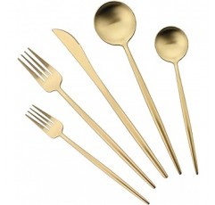 uniturcky 18 / 10 스테인레스 스틸 매트 Flatware Set 1 Gtware-Champagne Gold5x1