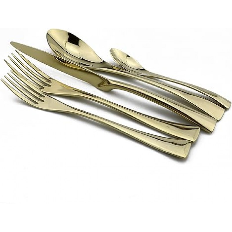 jankng 18 /10 스테인레스 스틸 미러 연마 Flatware Set 옐로우 JKKY839CHAMP54