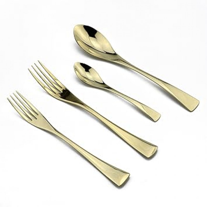 jankng 18 /10 스테인레스 스틸 미러 연마 Flatware Set 옐로우 JKKY839CHAMP54