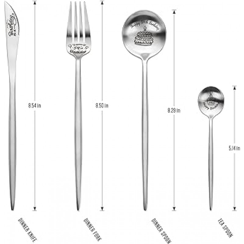 Happy 54th Birthday 숟가락 & 포크 선물 새겨진 칼 세트 세트 개인화 생일 선물 아들 딸 자매 형제 친구