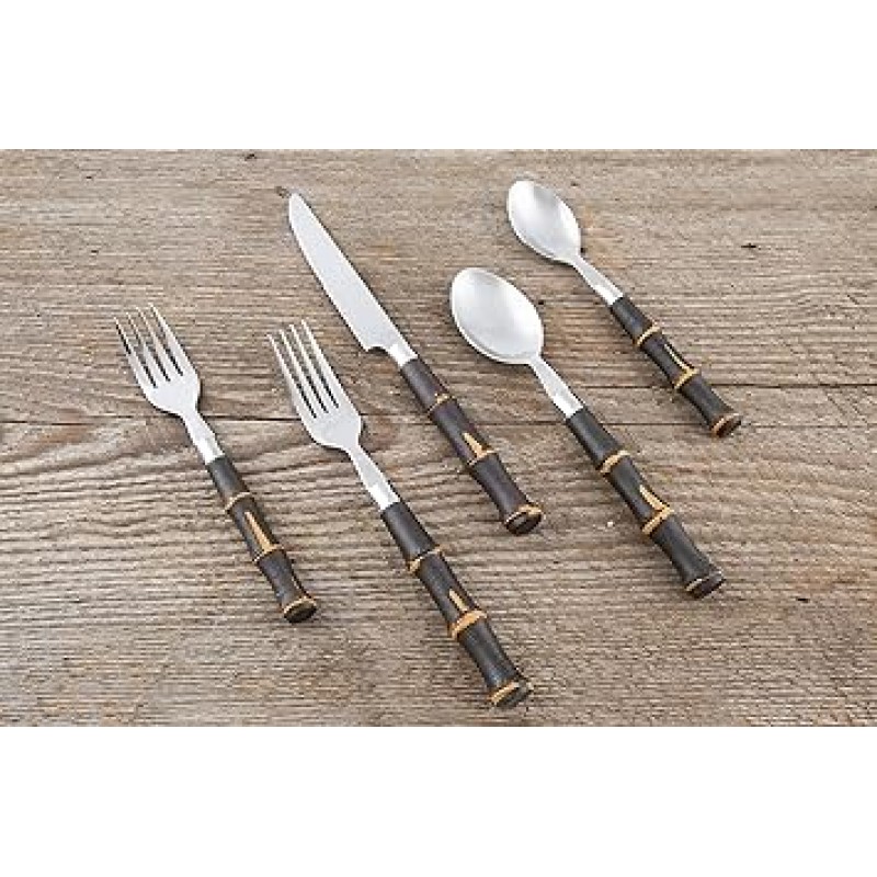 Cambridge 대나무 20 Piece 플라스틱 Flatware Set in 블랙